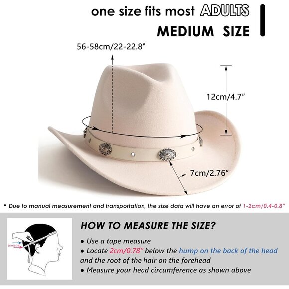 Western Cowboy Hat Women Men Felt Wide Brim Outdoor Accessories - Picture 4 of 8
